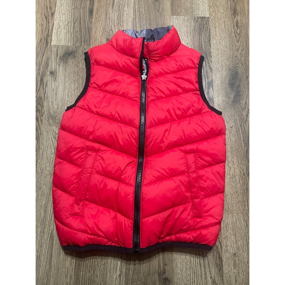 Swiss gear vest Boys Size Small, Red Gray, Plaid, Vest, Full Zip, Reversible